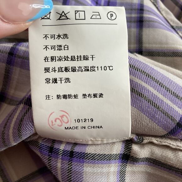 AUM The Voice Of Nature Plaid Flannel Button Up Shirt Est. Size L Sustainable - Picture 5 of 12